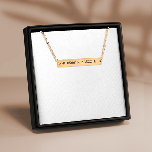 Personalized Coordinates Bar Necklace
